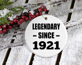 103rd Birthday Legendary Since 1921 - Circle Ornament