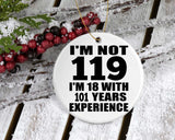 119th Birthday I'm Not 119 I'm 18 With 101 Years Experience - Circle Ornament