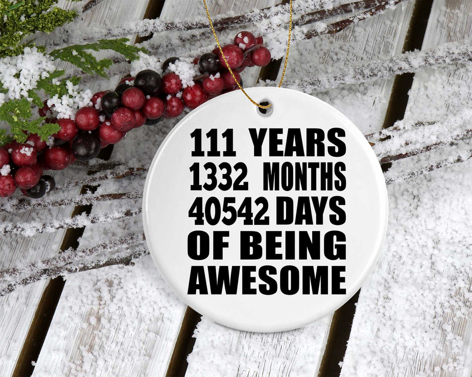 111th Birthday 111 Years 1332 Months 40542 Days Of Awesome - Circle Ornament