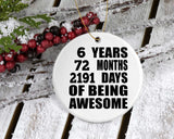 6th Birthday 6 Years 72 Months 2191 Days Of Awesome - Circle Ornament