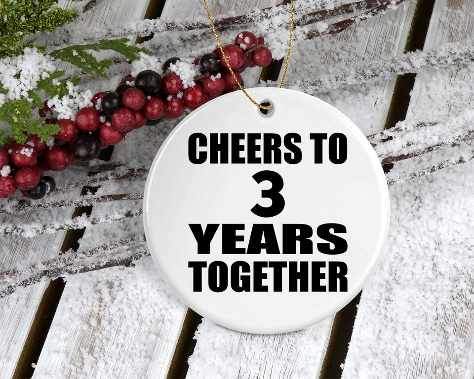 3rd Anniversary Cheers To 3 Years Together - Circle Ornament