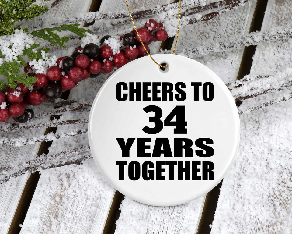 34th Anniversary Cheers To 34 Years Together - Circle Ornament