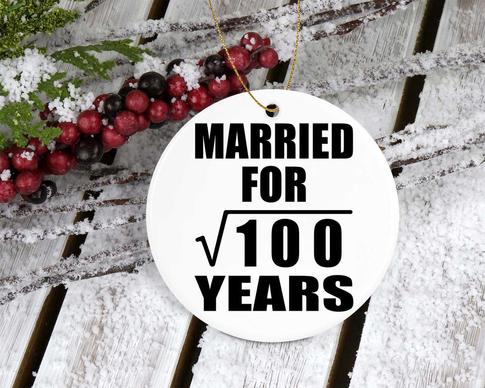 10th Anniversary Married For Square Root of 100 Years - Circle Ornament