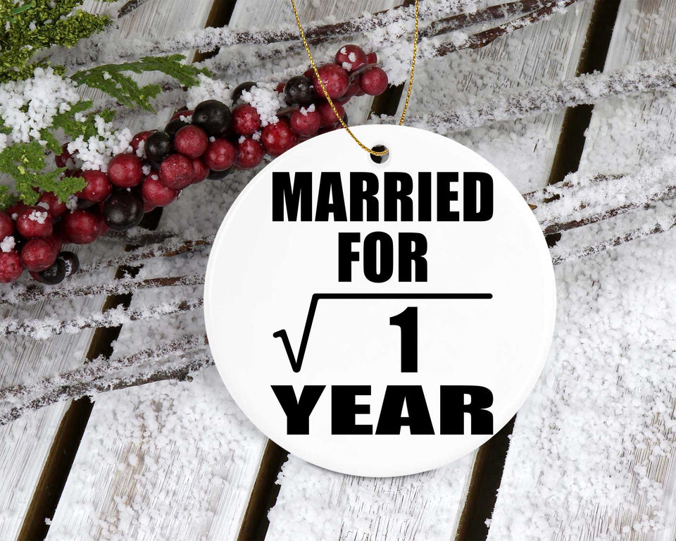 1st Anniversary Married For Square Root of 1 Year - Circle Ornament
