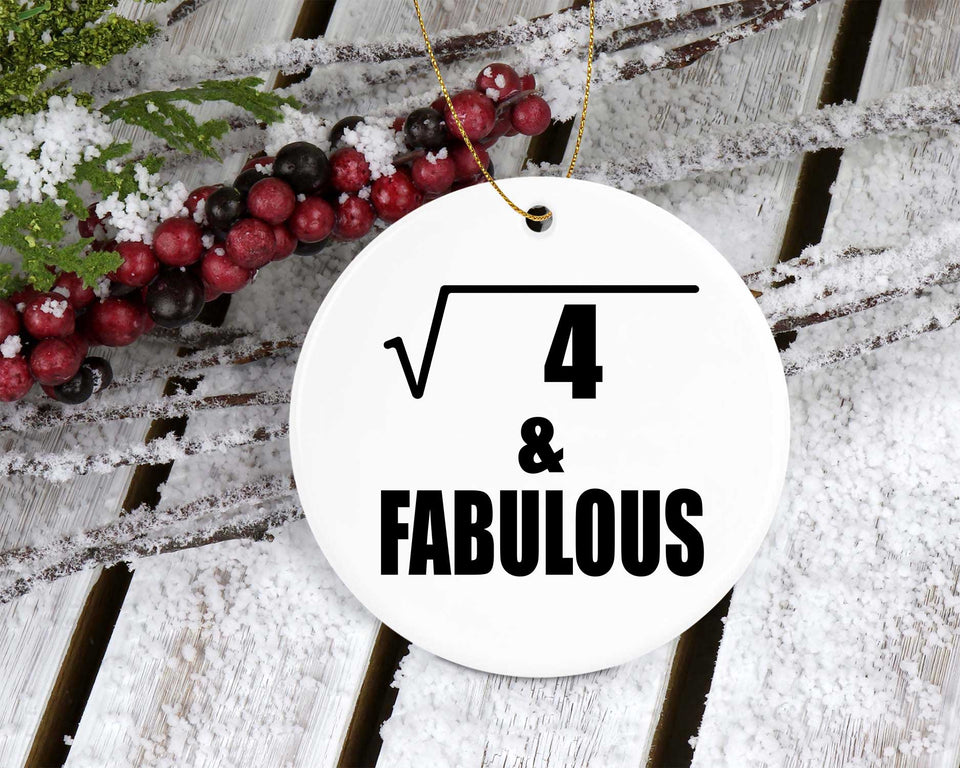 2nd Birthday Square Root of 4 & Fabulous - Circle Ornament