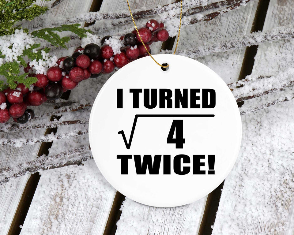 4th Birthday I Turned Square Root of 4 Twice - Circle Ornament