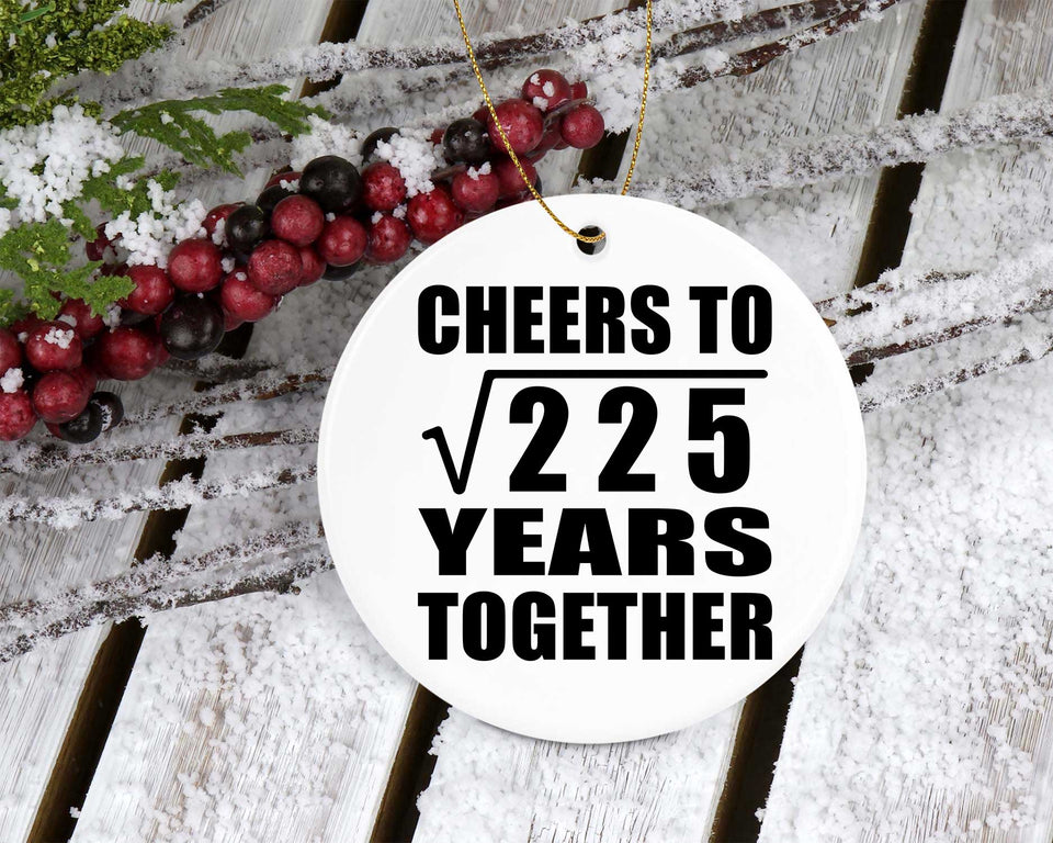 15th Anniversary Cheers To Square Root of 225 Years Together - Circle Ornament