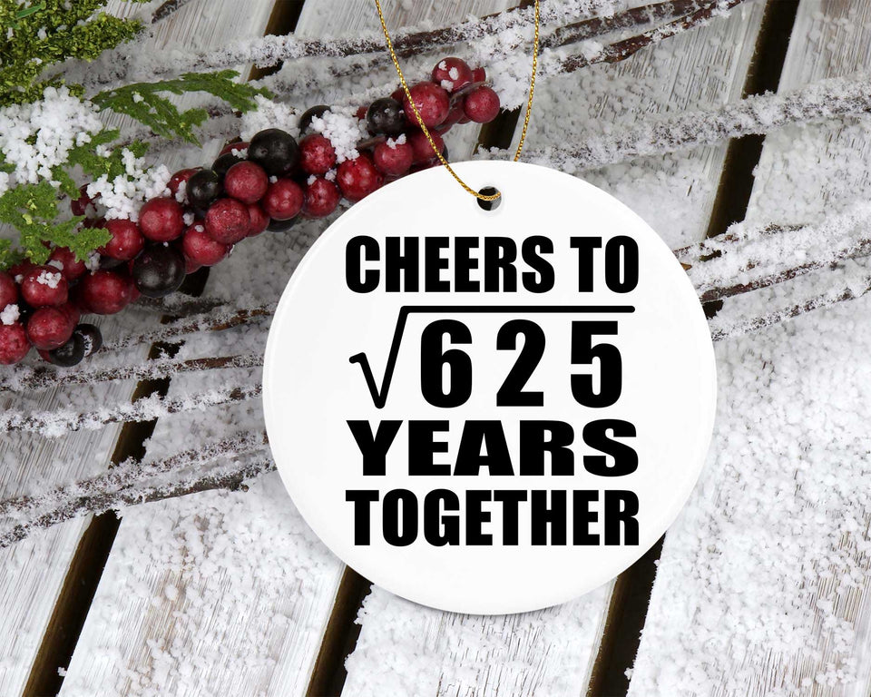 25th Anniversary Cheers To Square Root of 625 Years Together - Circle Ornament