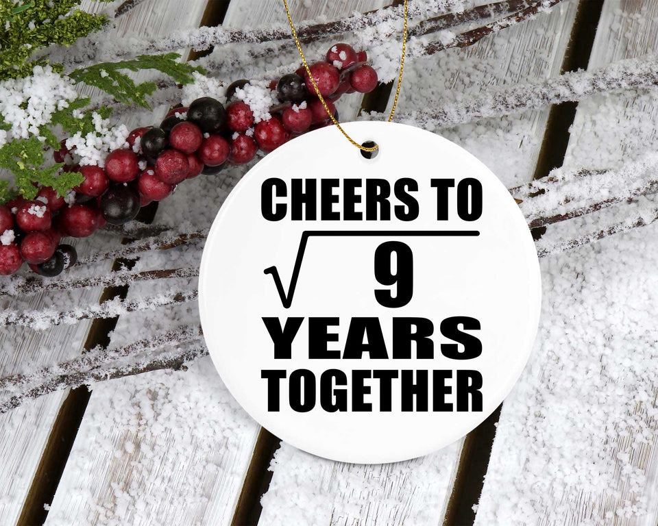 3rd Anniversary Cheers To Square Root of 9 Years Together - Circle Ornament