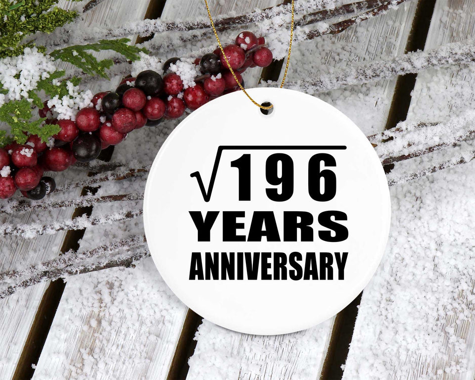 14th Anniversary Square Root of 196 Years Anniversary - Circle Ornament