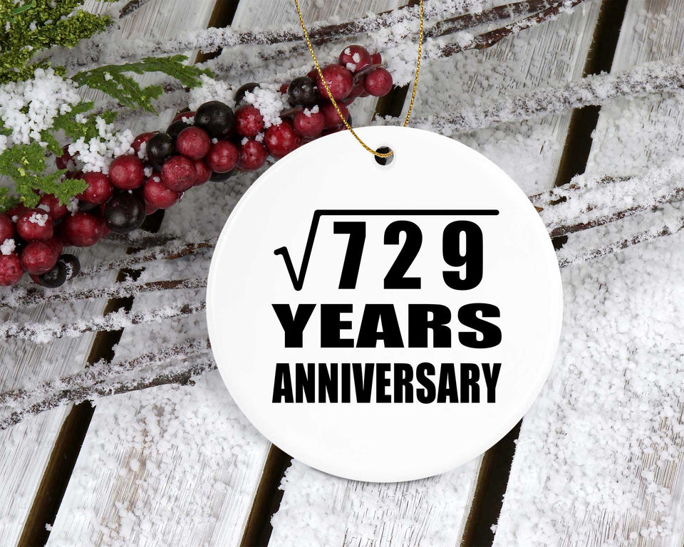 27th Anniversary Square Root of 729 Years Anniversary - Circle Ornament