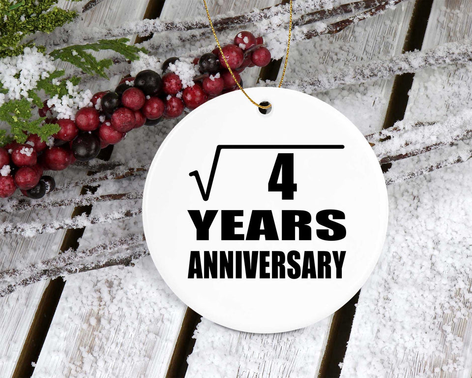 2nd Anniversary Square Root of 4 Years Anniversary - Circle Ornament