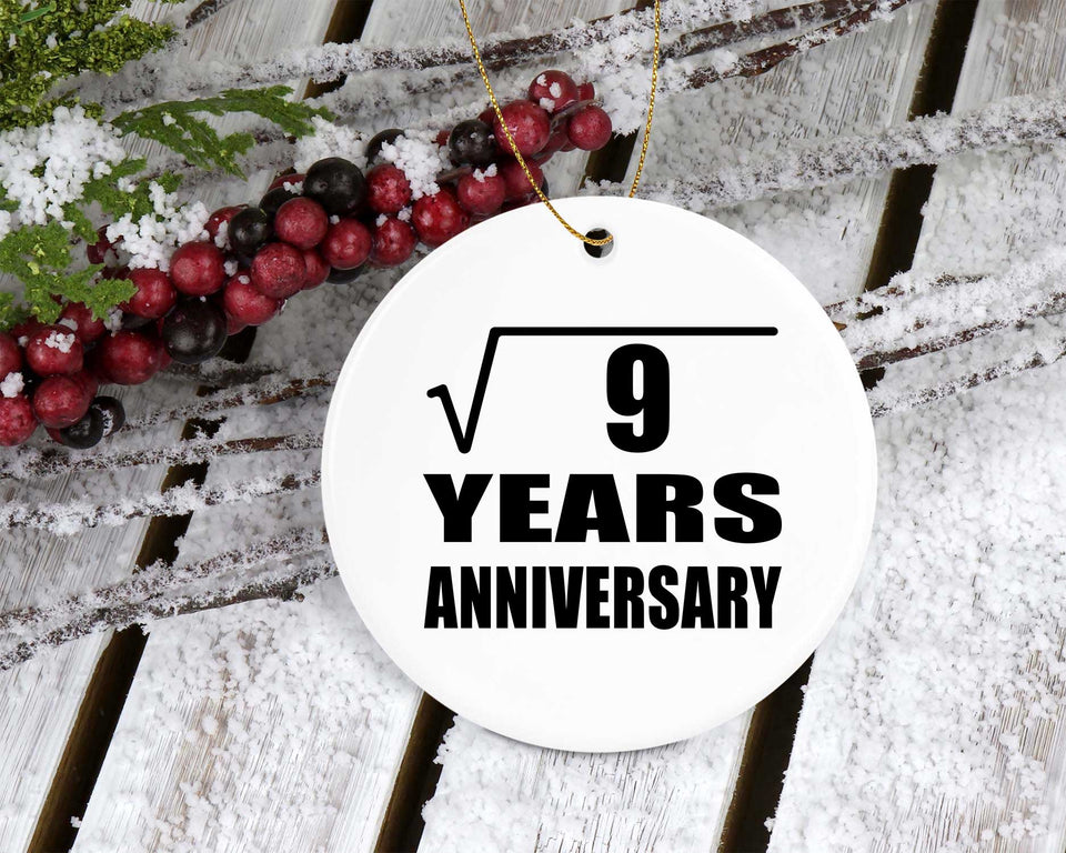 3rd Anniversary Square Root of 9 Years Anniversary - Circle Ornament