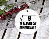 3rd Anniversary Square Root of 9 Years Anniversary - Circle Ornament