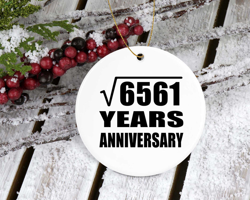 81st Anniversary Square Root of 6561 Years Anniversary - Circle Ornament