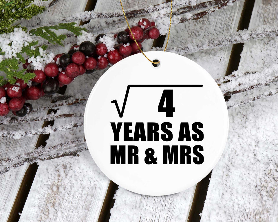 2nd Anniversary Square Root of 4 Years As Mr & Mrs - Circle Ornament