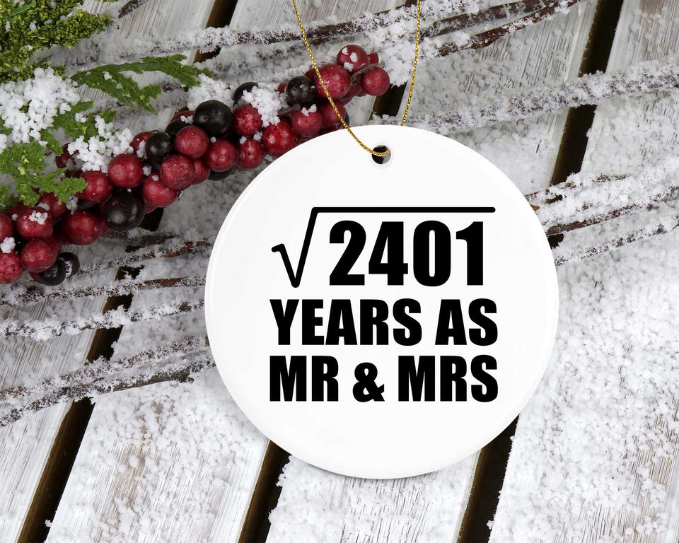 49th Anniversary Square Root of 2401 Years As Mr & Mrs - Circle Ornament