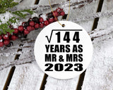 12th Anniversary Square Root of 144 Years As Mr & Mrs 2023 - Circle Ornament