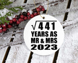 21st Anniversary Square Root of 441 Years As Mr & Mrs 2023 - Circle Ornament
