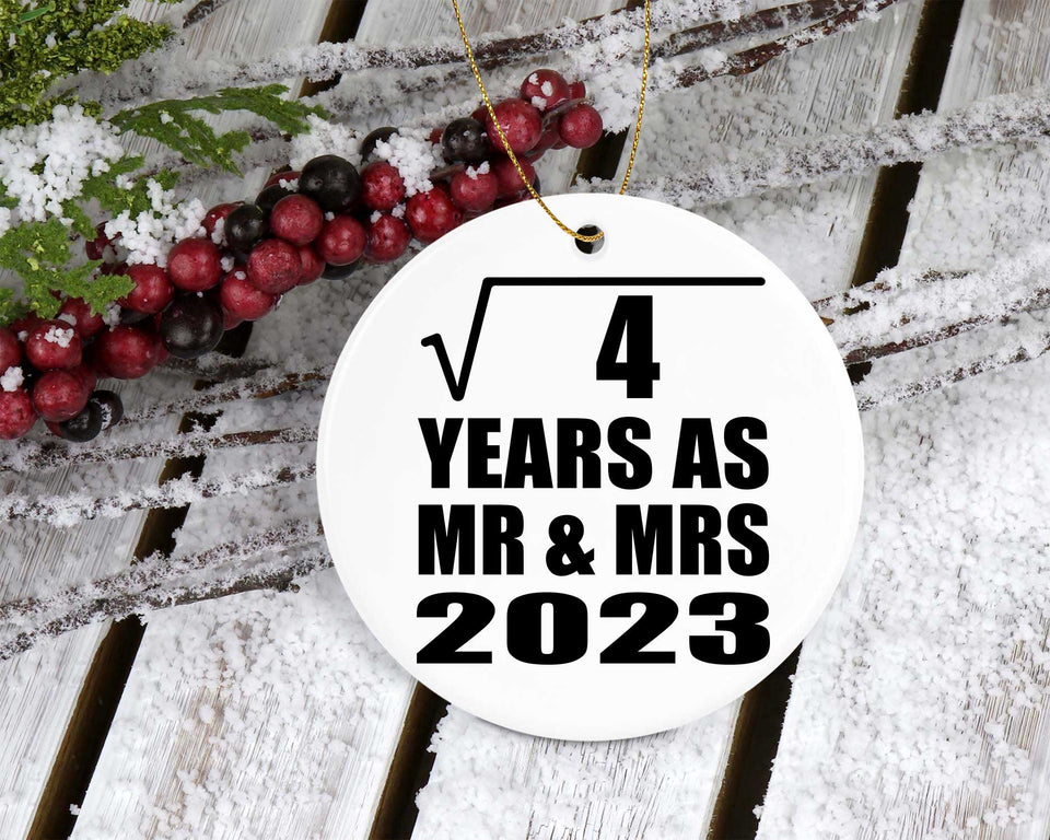 2nd Anniversary Square Root of 4 Years As Mr & Mrs 2023 - Circle Ornament