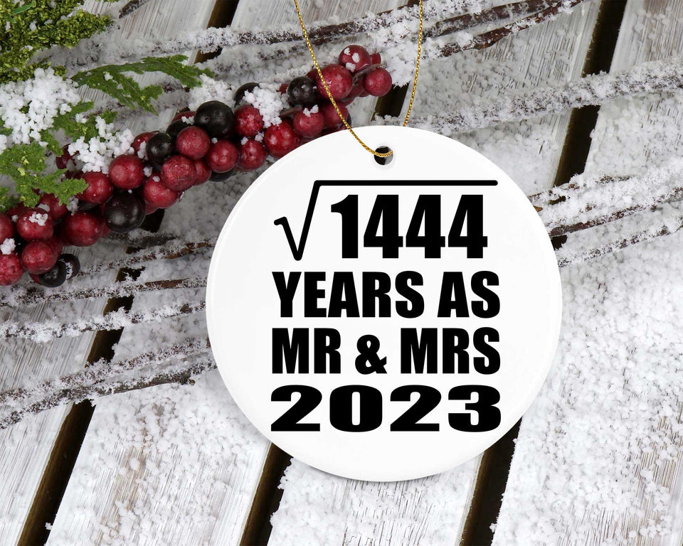 38th Anniversary Square Root of 1444 Years As Mr & Mrs 2023 - Circle Ornament