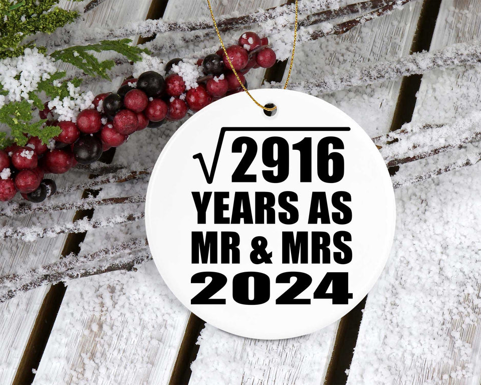 54th Anniversary Square Root of 2916 Years As Mr & Mrs 2024 - Circle Ornament