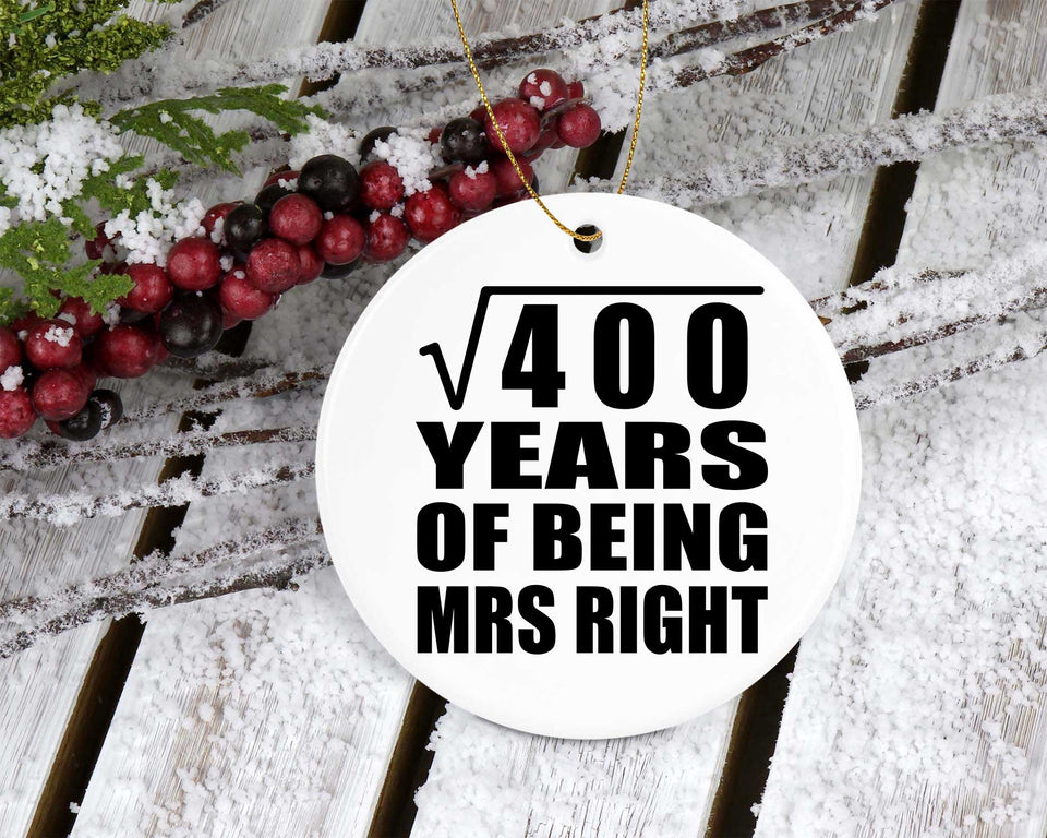20th Anniversary Square Root of 400 Years of Being Mrs Right - Circle Ornament