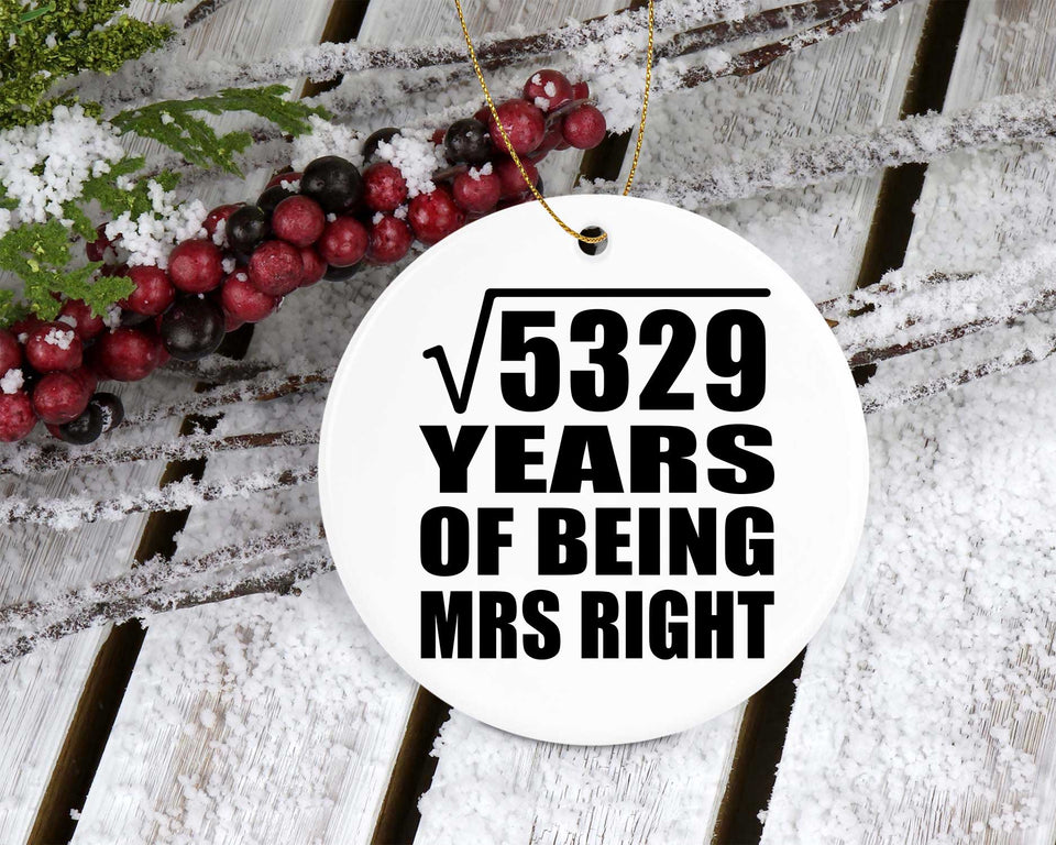 73rd Anniversary Square Root of 5329 Years of Being Mrs Right - Circle Ornament