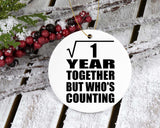 1st Anniversary Square Root of 1 Year Who's Counting - Circle Ornament