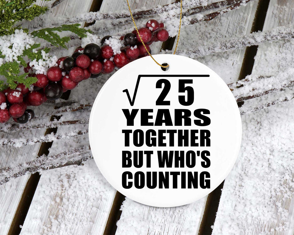 5th Anniversary Square Root of 25 Years Who's Counting - Circle Ornament