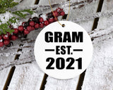 Gram Established EST. 2021 - Circle Ornament