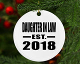 Daughter In Law Established EST. 2018 - Circle Ornament
