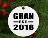 Gran Established EST. 2018 - Circle Ornament