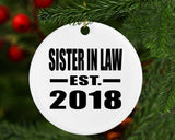 Sister In Law Established EST. 2018 - Circle Ornament