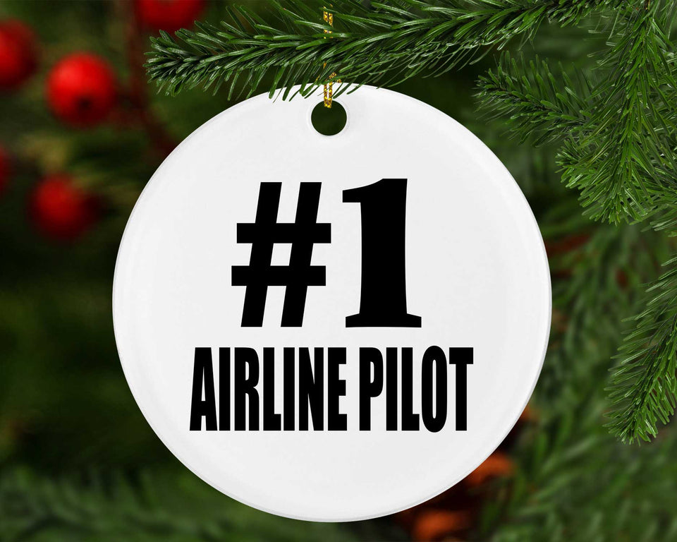 Number One #1 Airline Pilot - Circle Ornament