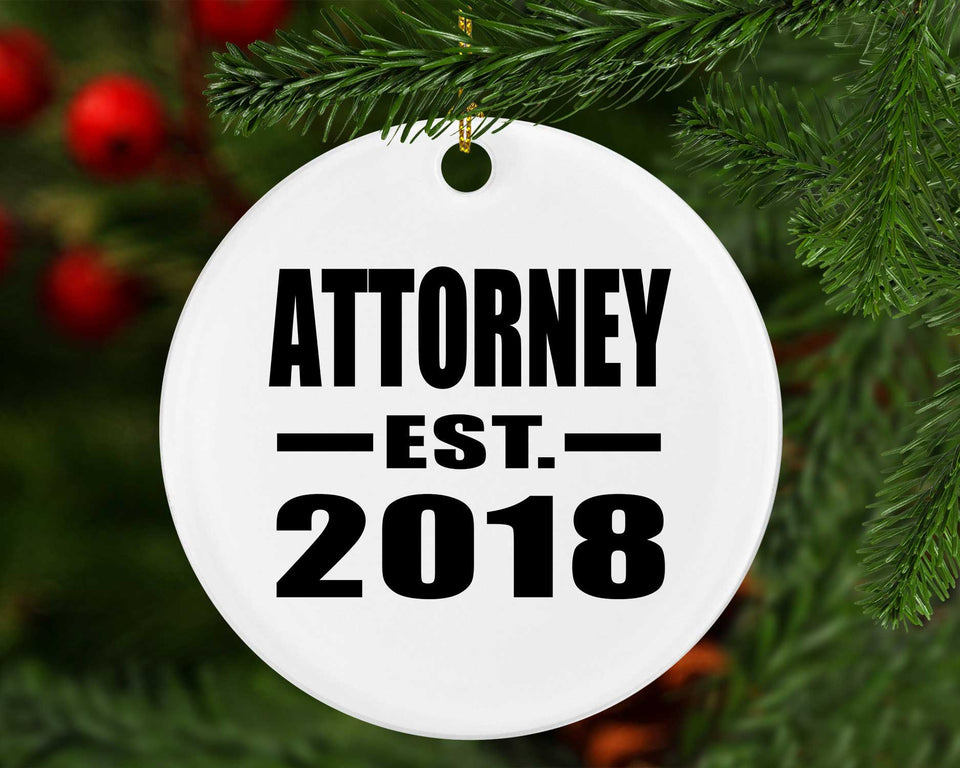 Attorney Established EST. 2018 - Circle Ornament