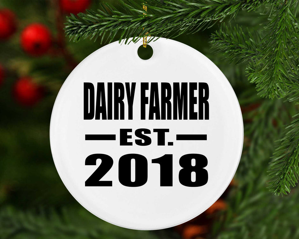 Dairy Farmer Established EST. 2018 - Circle Ornament