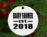 Dairy Farmer Established EST. 2018 - Circle Ornament
