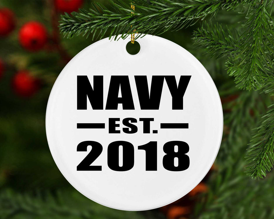 Navy Established EST. 2018 - Circle Ornament