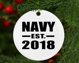Navy Established EST. 2018 - Circle Ornament