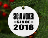 Social Worker Since 2018 - Circle Ornament