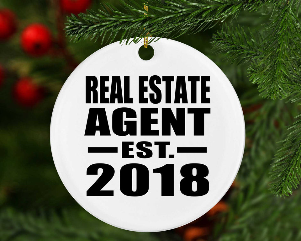 Real Estate Agent Established EST. 2018 - Circle Ornament