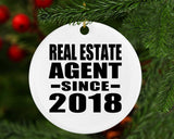 Real Estate Agent Since 2018 - Circle Ornament