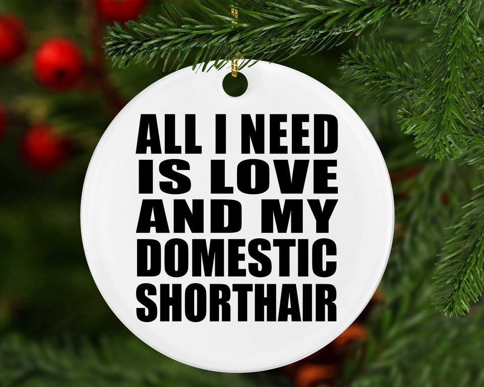 All I Need Is Love And My Domestic Shorthair - Circle Ornament