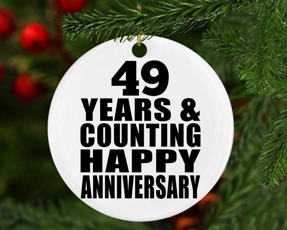 Happy 49th Anniversary 49 Years & Counting - Circle Ornament