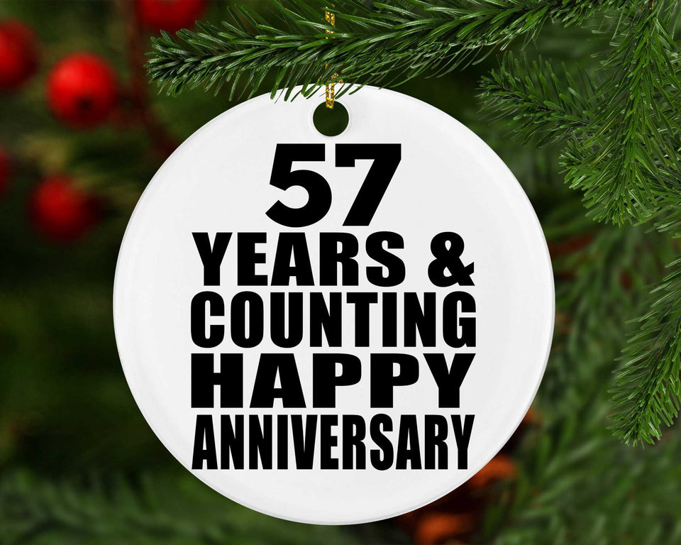 Happy 57th Anniversary 57 Years & Counting - Circle Ornament