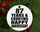 Happy 87th Anniversary 87 Years & Counting - Circle Ornament