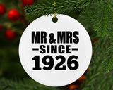 98th Anniversary Mr & Mrs Since 1926 - Circle Ornament