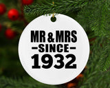 92nd Anniversary Mr & Mrs Since 1932 - Circle Ornament
