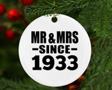 91st Anniversary Mr & Mrs Since 1933 - Circle Ornament